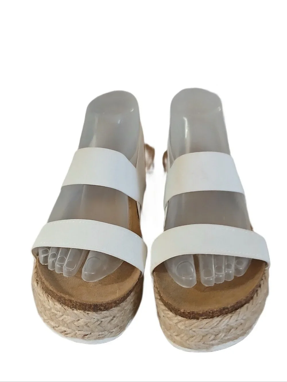 Steve Madden White Espadrille Platform Sandals Size 8.5
